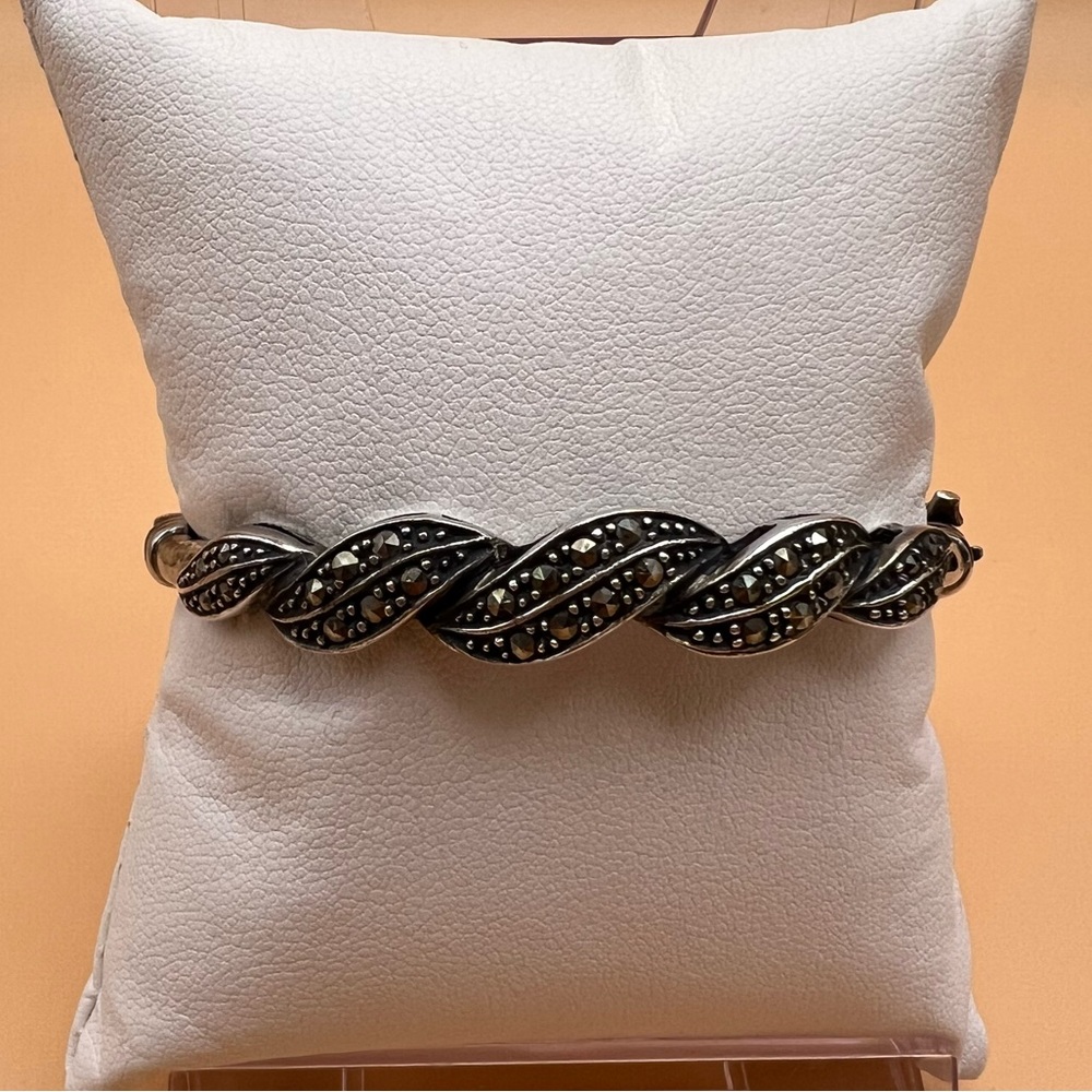 Sterling Silver and Marcasite Bangle Bracelet